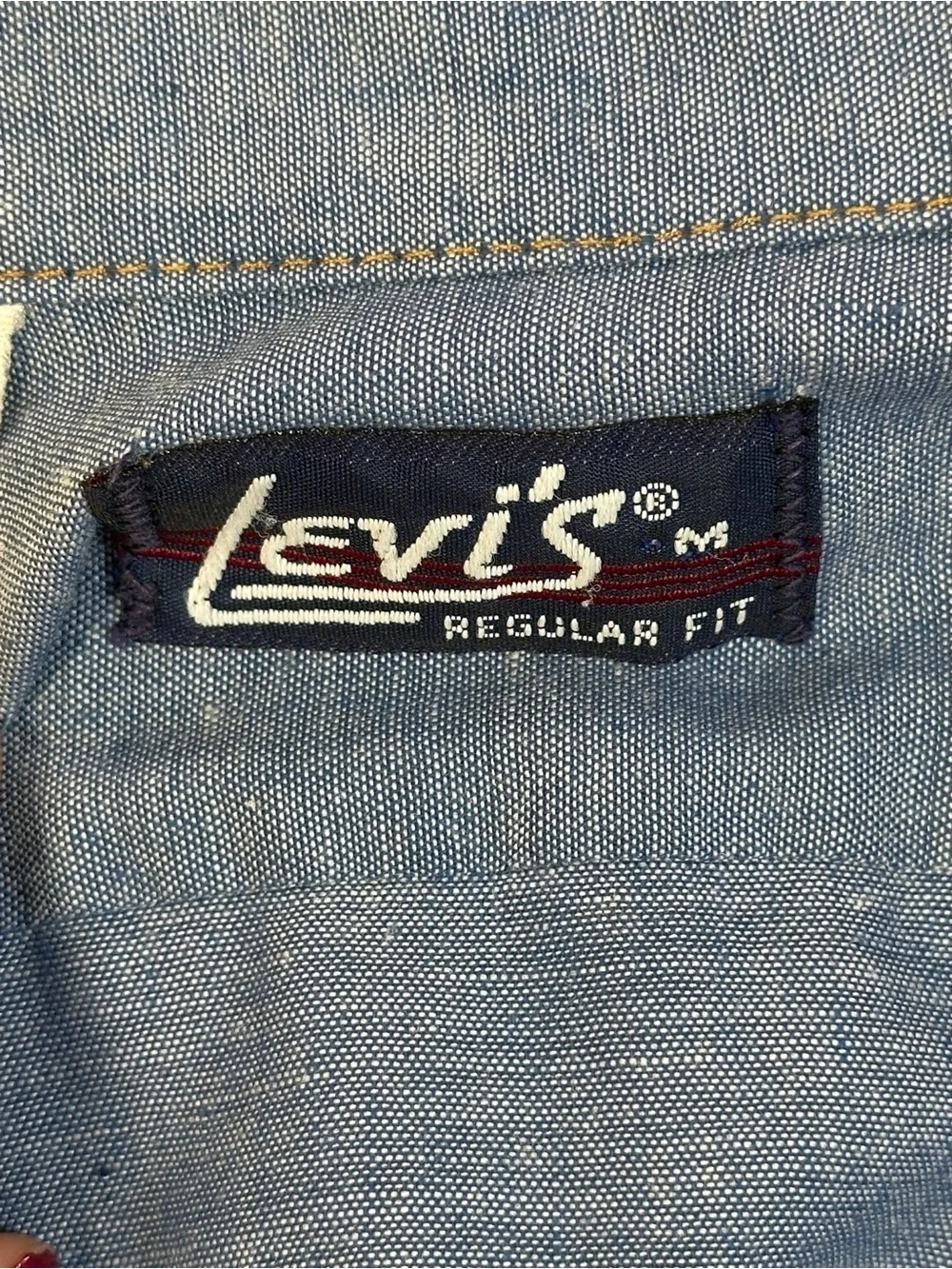 VINTAGE 70s Levi's Orange Tab Chambray Button Up Western Shirt - Mens Medium
